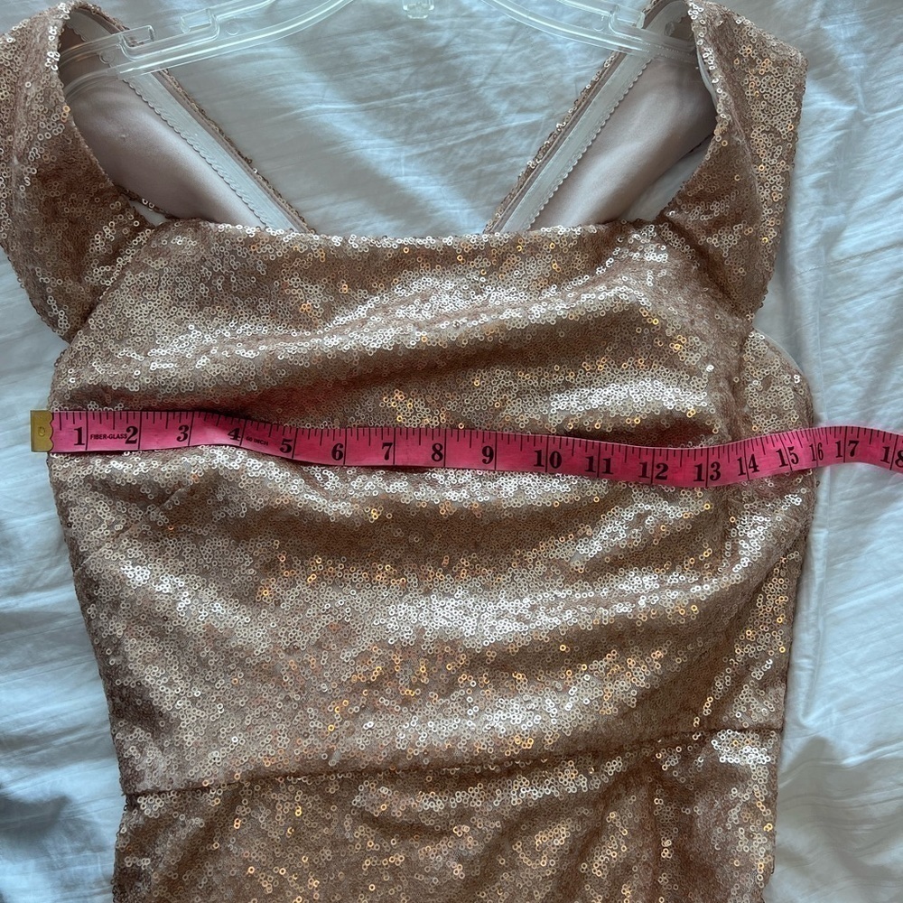 DESSY COLLECTION ELLE SEQUIN DRESS IN ROSE GOLD Size 10 NWT - Picture 11 of 16